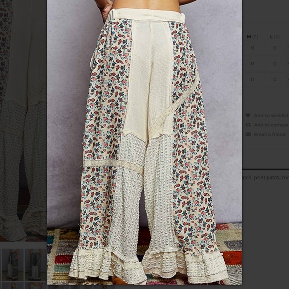 POL “ Brooklyn “ POL Relaxed Fit Pants in Lace and Double Gauze Detail 93 - Picture 3 of 4